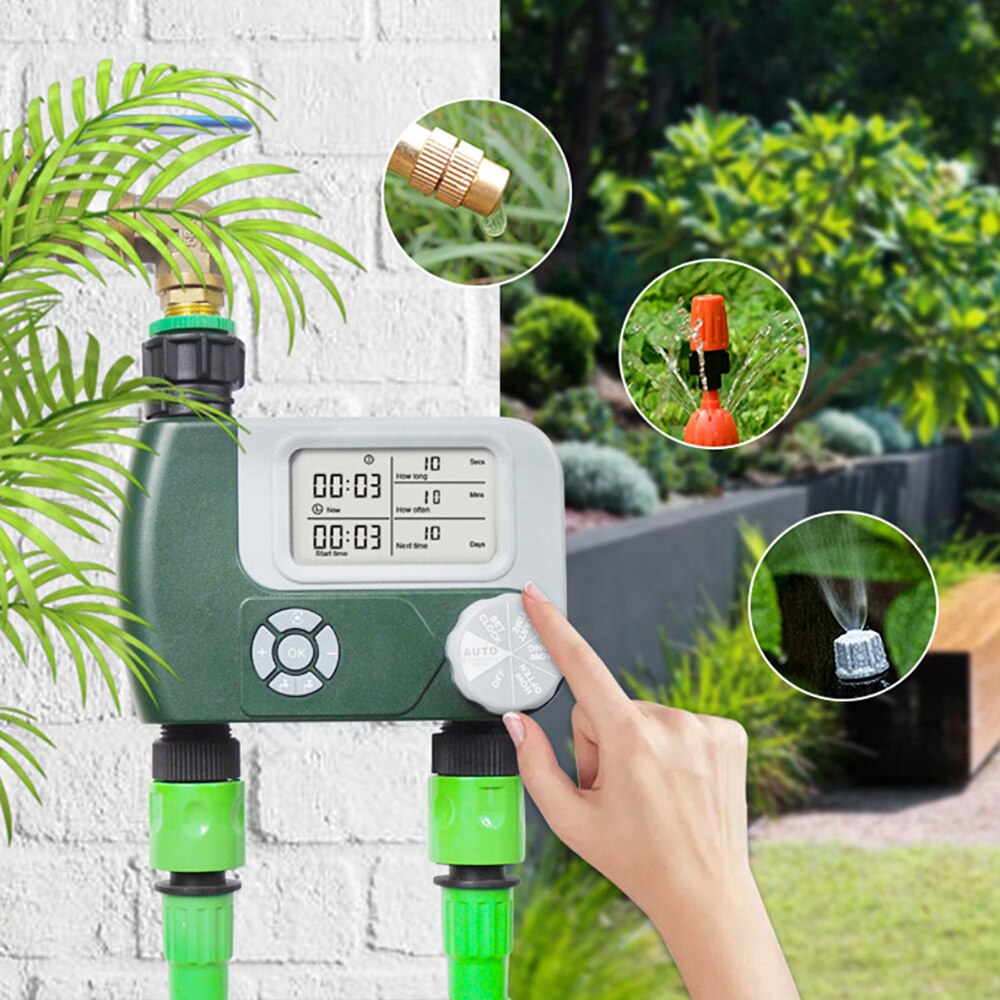 Garden Water Timers Digital Hose ​Faucet Timer Programmable Automatic with 2 Outlet Irrigation Controller