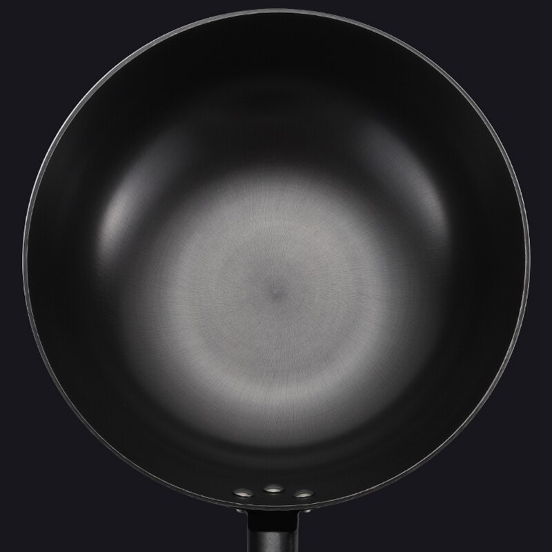 Carbon Steel Wok Chinese Style Flat-Bottomed Cast Iron Stirring Pot for Electric Stove and Induction Cooker -12.5 Inches
