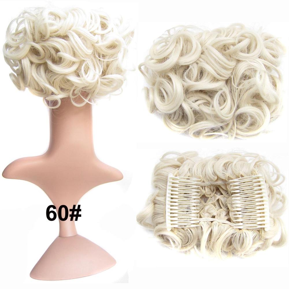 Delice – Chignon en filet élastique pour femme, postiche synthétique, bouclé, , gris, avec deux peignes en plastique, couvre-cheveux, accessoire de mariage: n ° 60