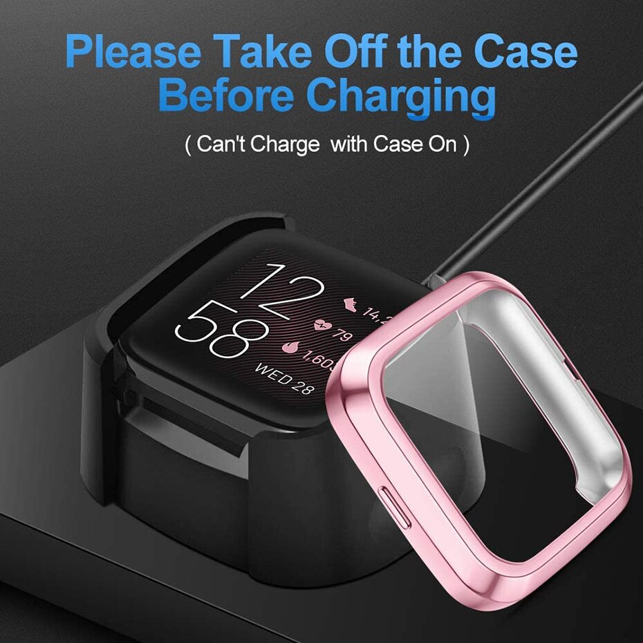 Funda protectora de pantalla para Fitbit Versa 2, ultradelgada suave cubierta completa, accesorios de marco de parachoques, película transparente HD antiburbujas para reloj inteligente