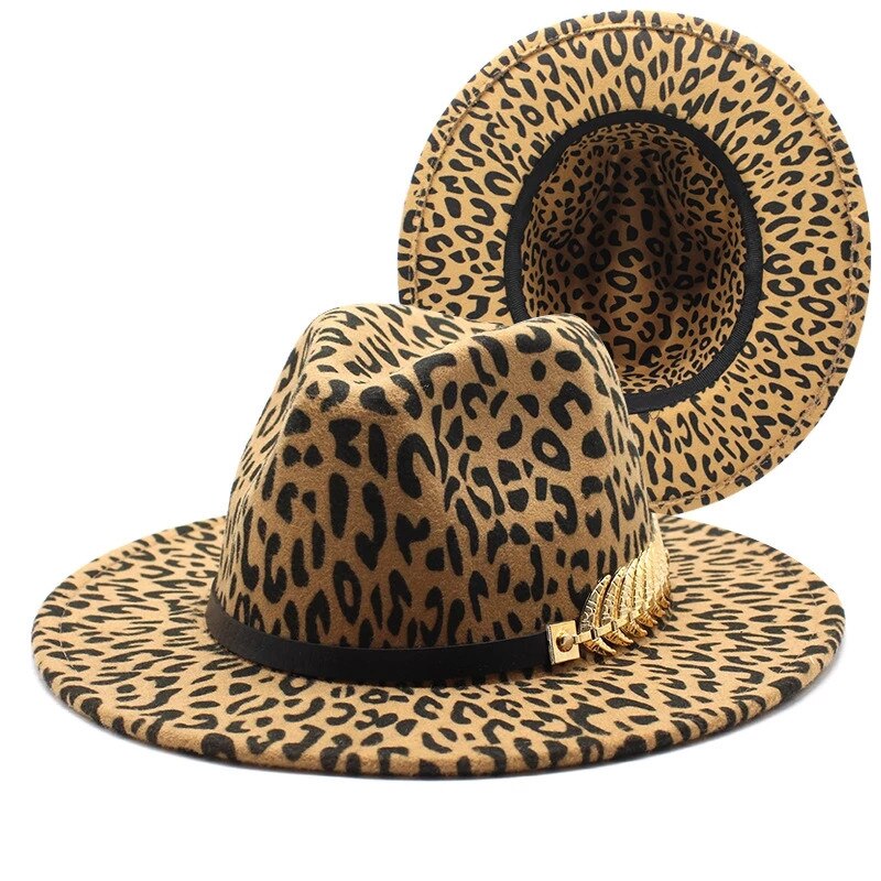 Winter Fedora hüte für frauen Flache breite Krempe Panama Wollfilz Jazz Fedora Hüte für männer Leopard Gothic oben hochzeit Hütte: Ursprünglich Titel