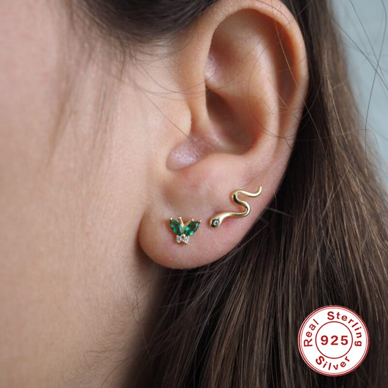 S925 argent Sterling boucle d'oreille luxe arc-en-ciel Zircon papillon boucle d'oreille pour femme dames boucle d'oreille Pendientes Brincos bijoux