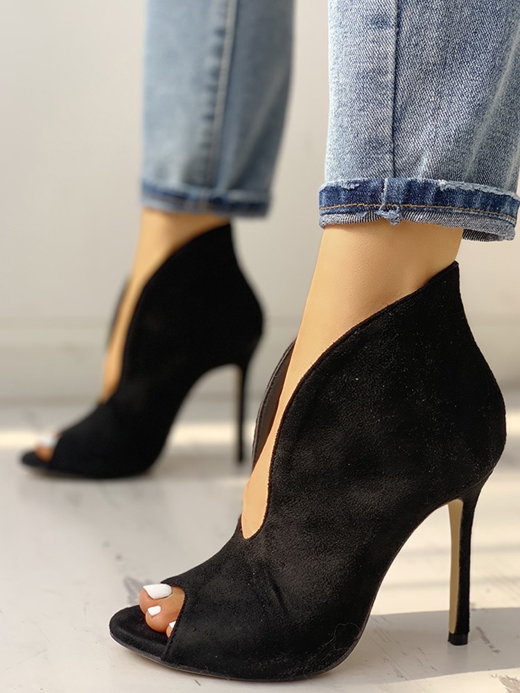 Peep Toe v-shape Cut Out Botines mujer 11 Cm tacones altos Sexy mujeres zapatos mujer botas de verano