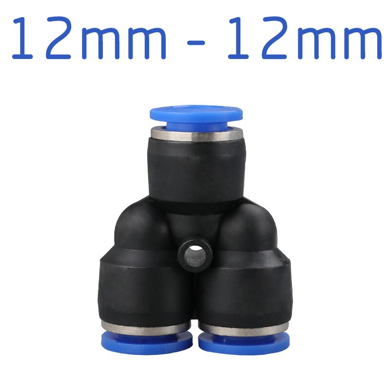 3- vägs port y form pneumatisk luft 12mm 8mm 10mm 6mm 4mm od slang rör tryck plaströrskopplingar: 12mm-12mm
