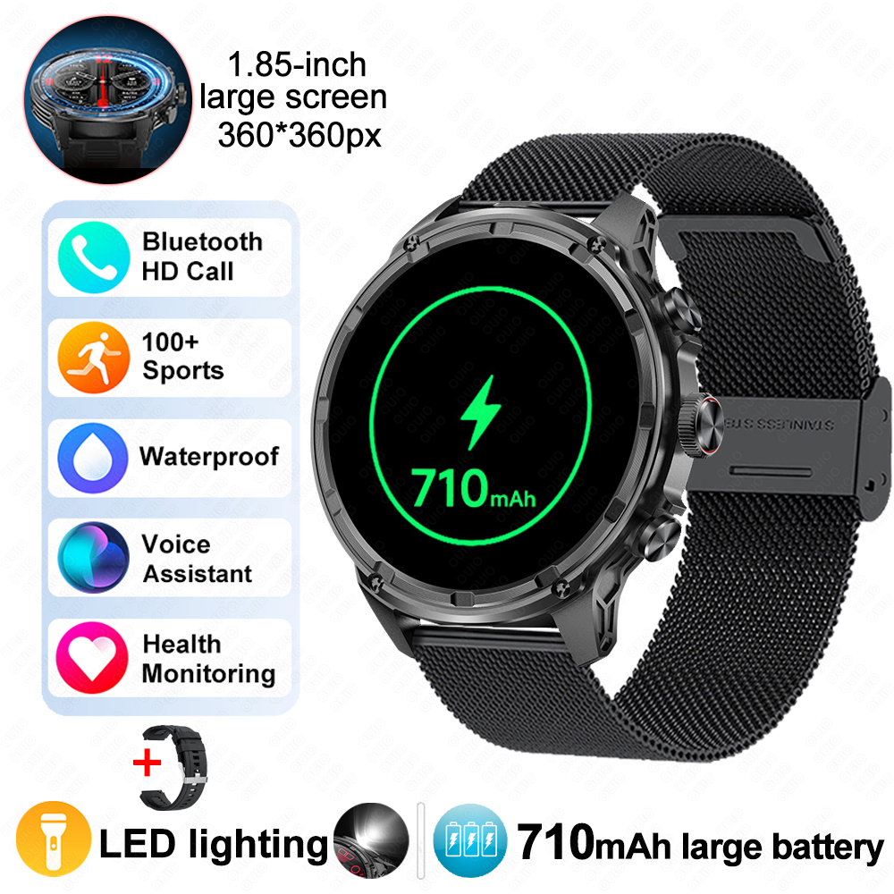 2025 1.85 polegadas ultra hd relógio inteligente 710 mah bateria grande nfc detecção bluetooth chamada esportes fitness smartwatch para huawei xiaomi: Vermelho