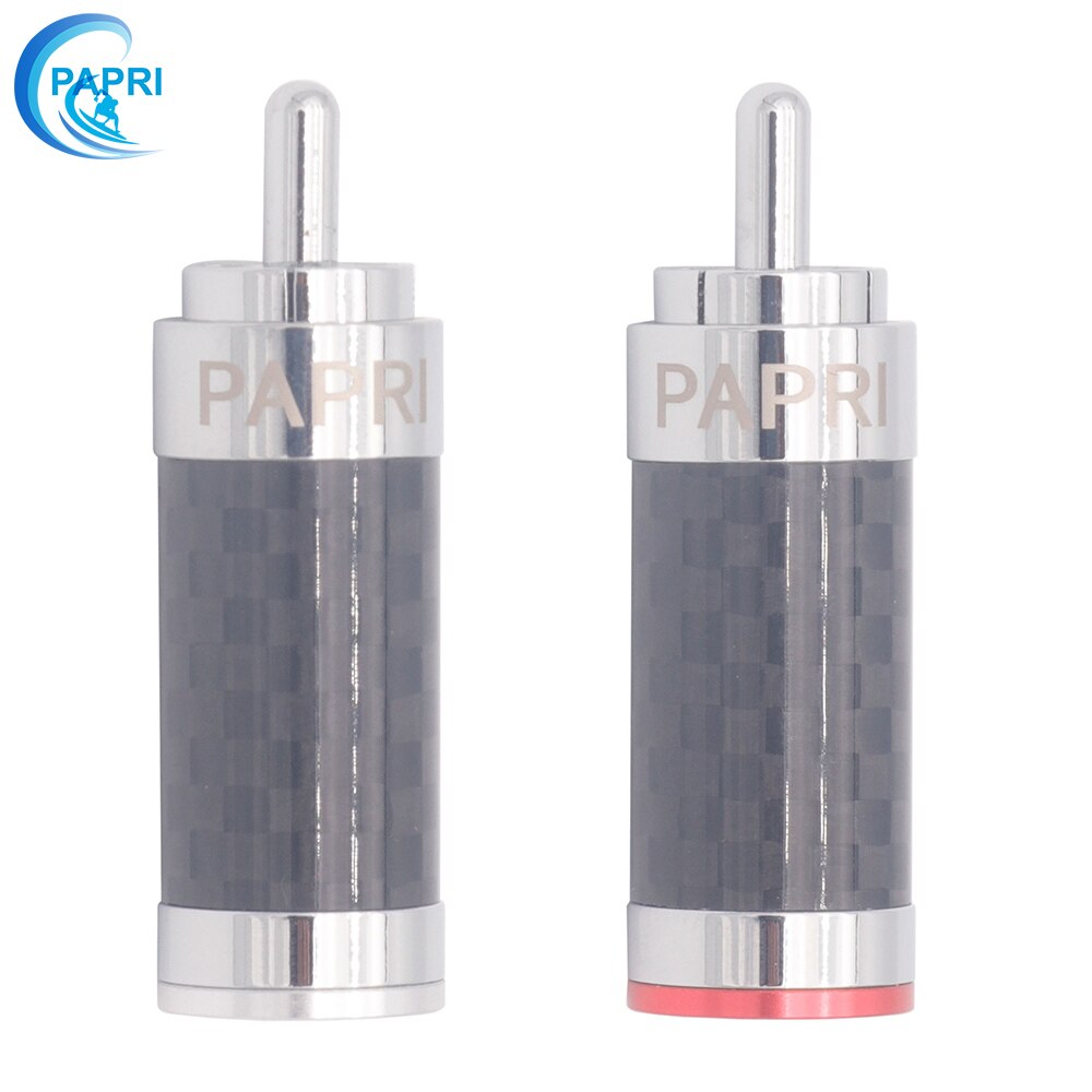 PAPRI CF-126R Carbon Fibre Tellurium Copper Rhodium Plated Connector DIY RCA Plug HiFi Repair Speaker Jack For Audio Amplifier: 2PCS