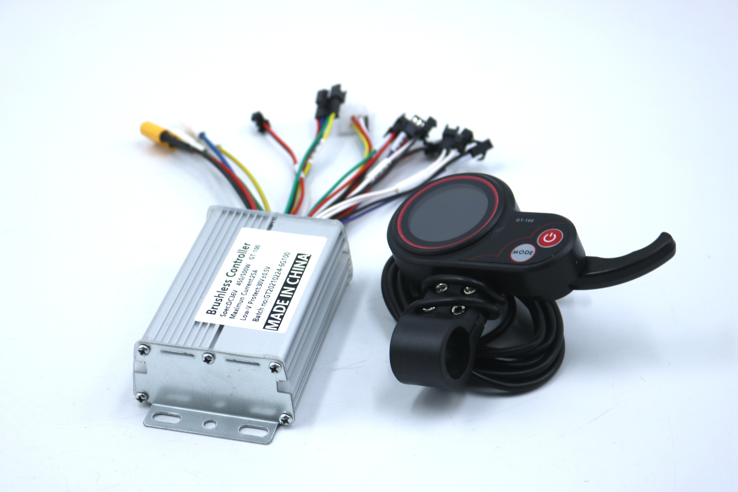 Greentime six mosfet 36v/48v/52v/60v 500w 25a bldc elektrisk cooterkontroll och gt -100 lcd-display en uppsättning