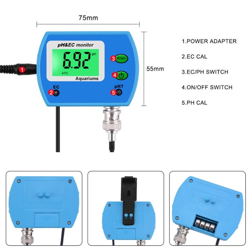 Mini multifunktion ph / ec bs temperaturmåler digital vandmonitor tester til pools, drikkevand, akvarier