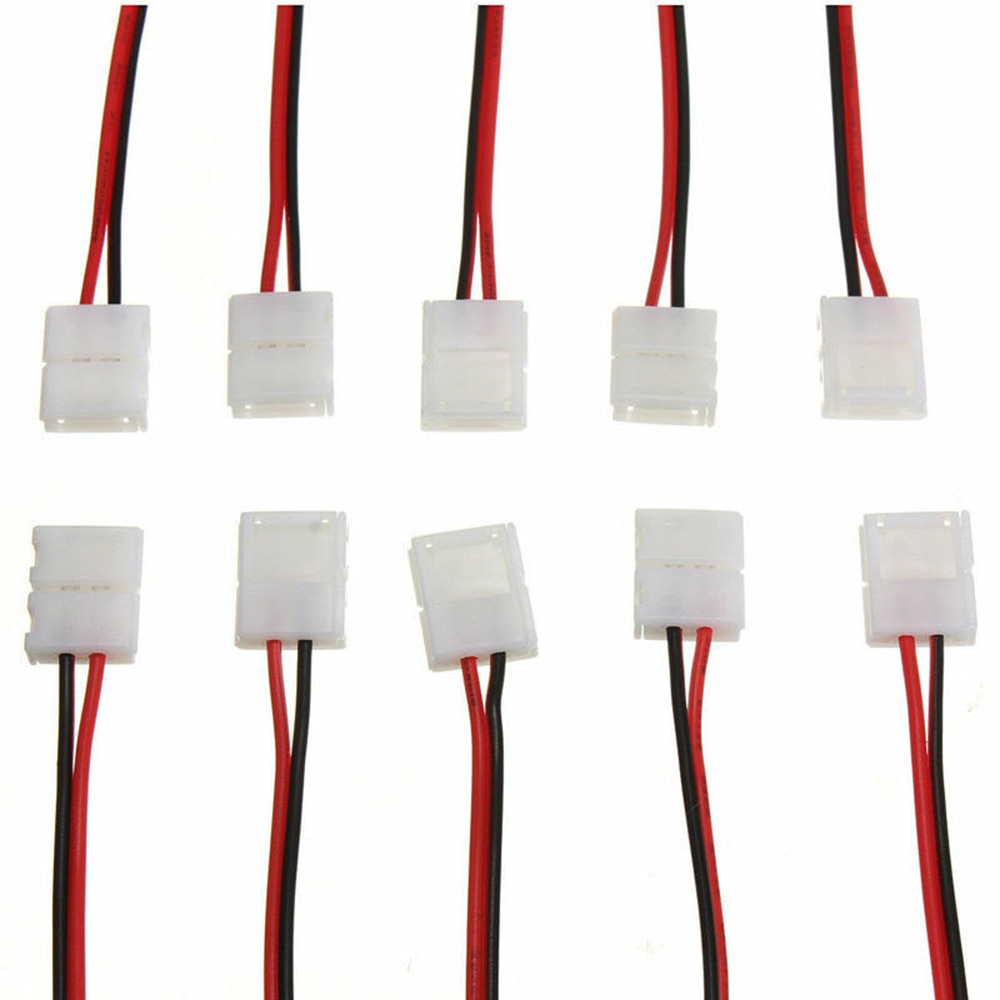 10 stk pcb kabel 2 pin led strip stik 5050 enkelt farve adapter enkelt hoved elektrisk tilslutning splejse strømstik