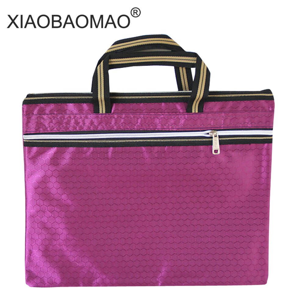 Large capacity file organizer A4 document bag zipper bag office school paper file folder: purple