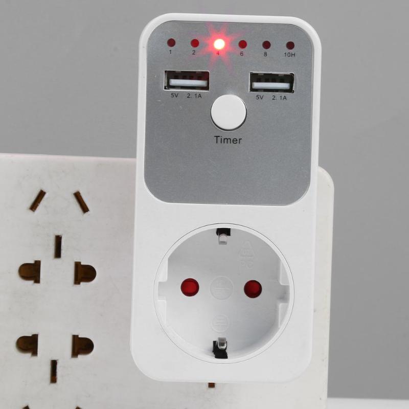 Dual USB EU Plug Timing Socket Timer Switch Countdown Outlet Controller Smart Home Wall Table USB Charger Adapter EU Plug