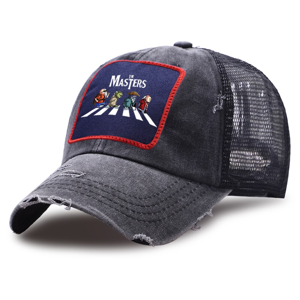 Kvinder bomuld justerbare anime hatte mestrene på vej mesh baseball kasketter mænd snapback hat unisex sommer hip hop far hat: Sort 6