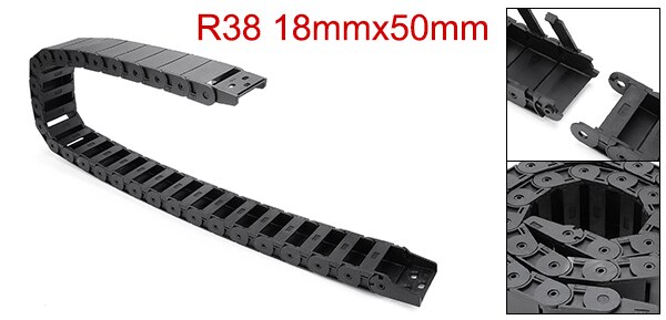 Uxcell  r38 18 x 50mm plastkjede halvlukket kabel dra kjede metalltråd bærer kabel kjede 1m til 3d skrivere cnc ruter maskinverktøy
