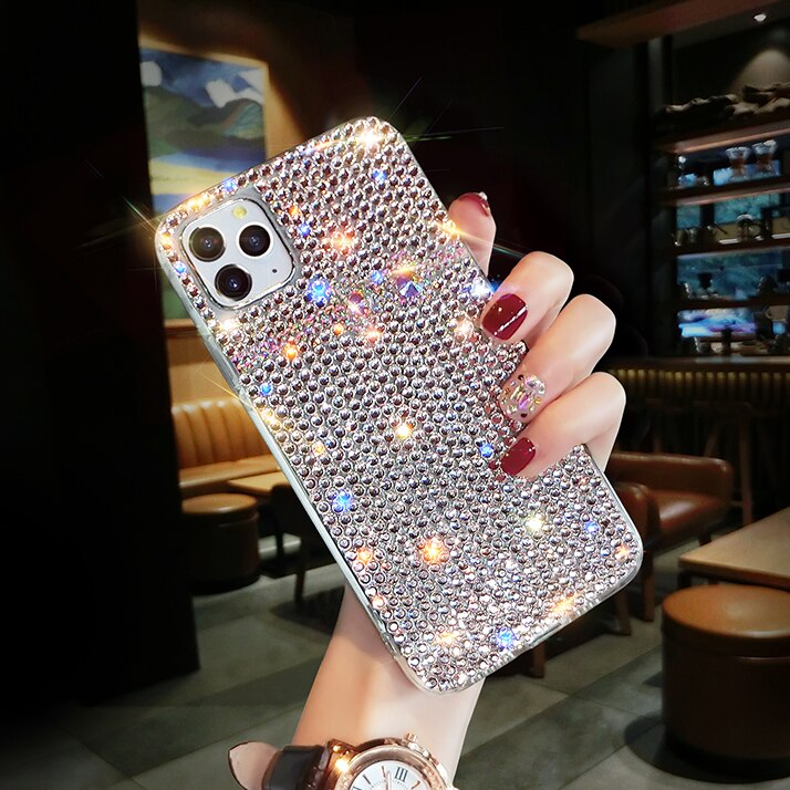 Apple 12ProMax rhinestone mobile phone case luxury ladies with diamond high-end iphone11 protective cover tide cases