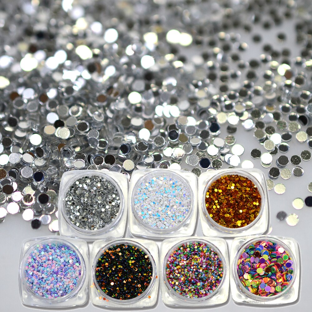 2G/Flessen Mode Multicolor Gemengde Mini Ronde Nail Art Glitter Sparkly Paillette Decoratie JIY01-07