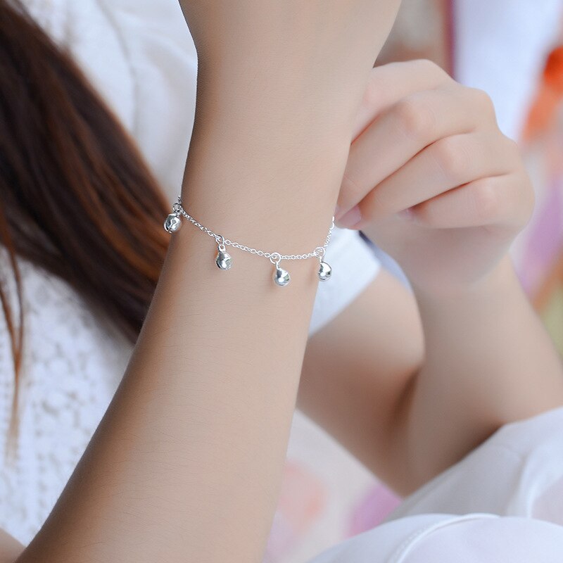 Mode Zoete 925 Sterling Zilveren Lucky Little Bell Armband Eenvoudige Leuke Meisje Enkelbandje Fijne Sieraden Voor Vrouwen Elegante Accessoires