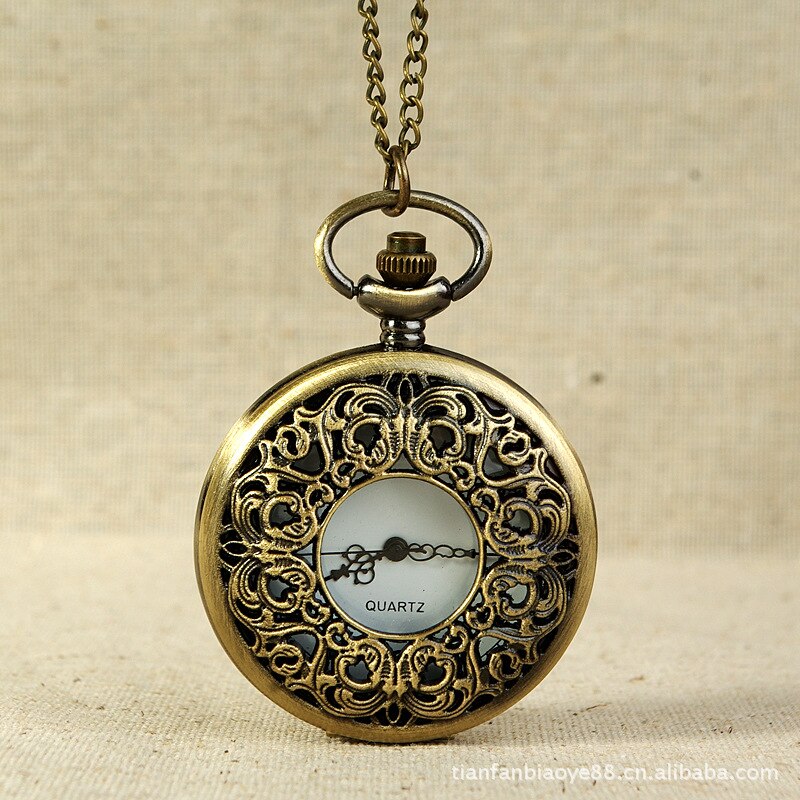 Grote holle grote oude bloemenzakhorloge retro opwindbaar bloemenzakhorloge met ketting