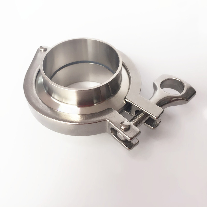 Union 51mm O/D Sanitary Tri Clamp Weld Ferrule + 2" Tri Clamp + Silicon Gasket Assembly 304 Stainless Steel For Homebrew