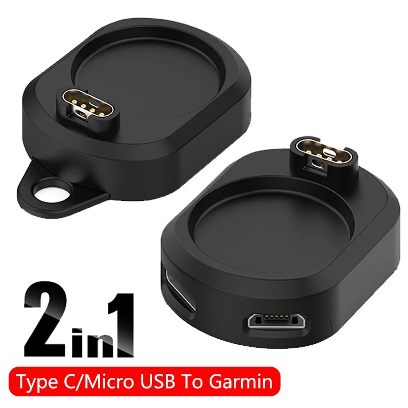 Adaptador de cargador de reloj 2 en 1 Tipo C/Micro Dock para Garmin Fenix 7 6 5 7x Instinct 2 Vivoactive 3 4 Venu 245 Forerunner 955 255: Blanco
