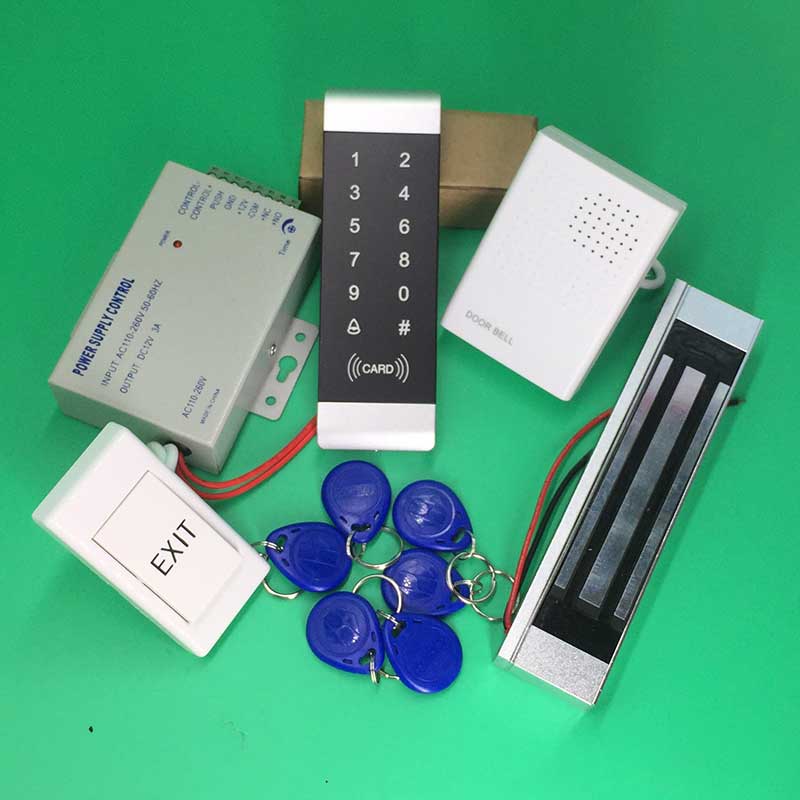 DIY Complete RFID Touch Keypad Access Control System Kit + 180kg 300LBs Magnetic Lock + Power Supply for House / Office
