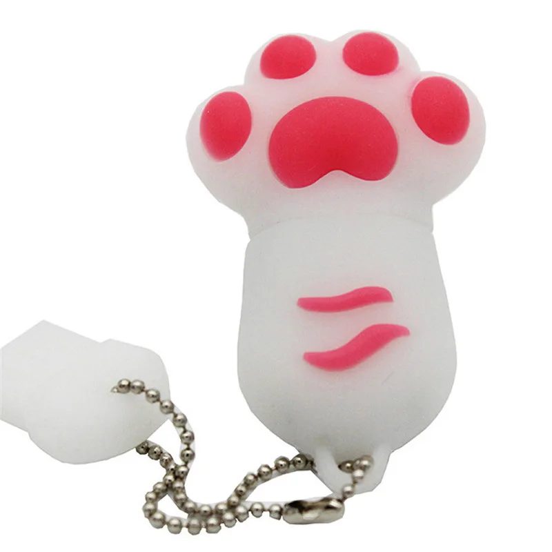 JASTER dessin animé chat griffe USB clés 64GB mignon stylo lecteur 32GB 16GB Mini Gel de silice USB bâton pour les enfants: WHITE / 50 Go