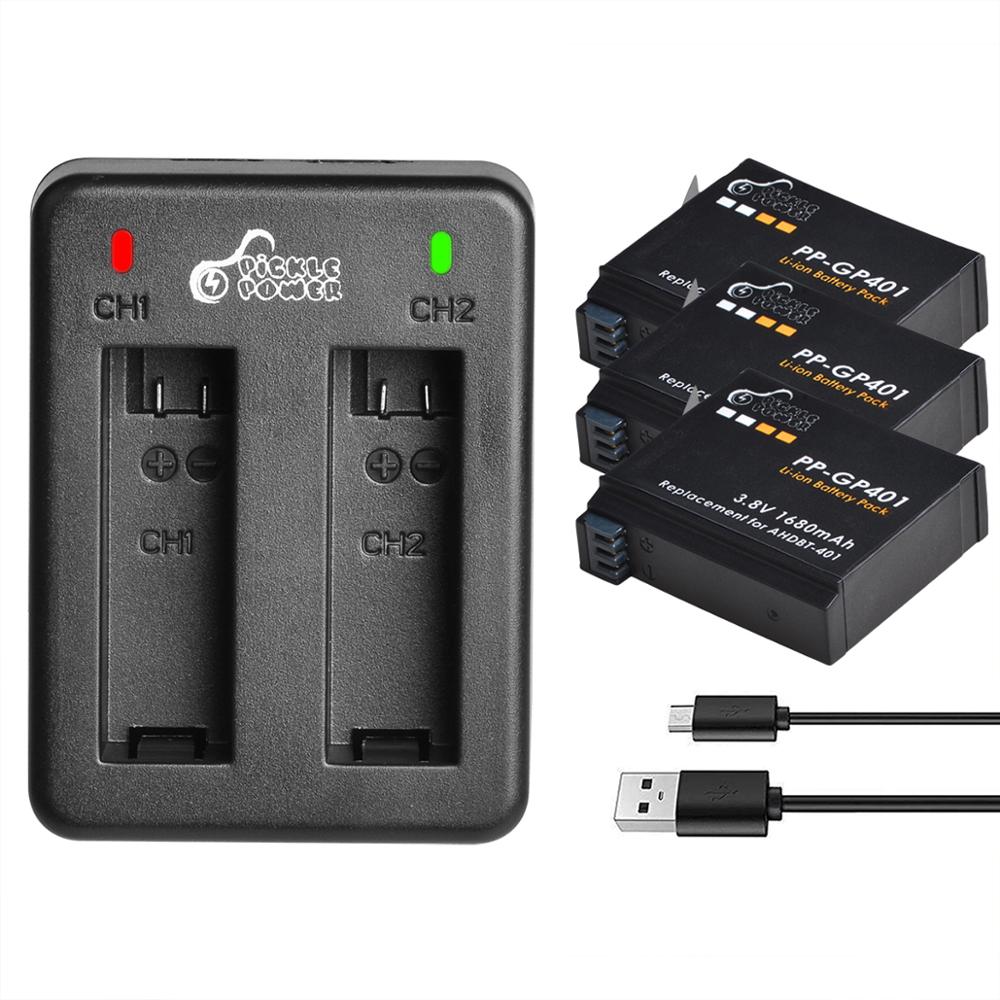 Batería y cargador para Go pro Hero 4 hero4, accesorios para Cámara de Acción GoPro HERO4 AHDBT-401: 3 battery 1 charger