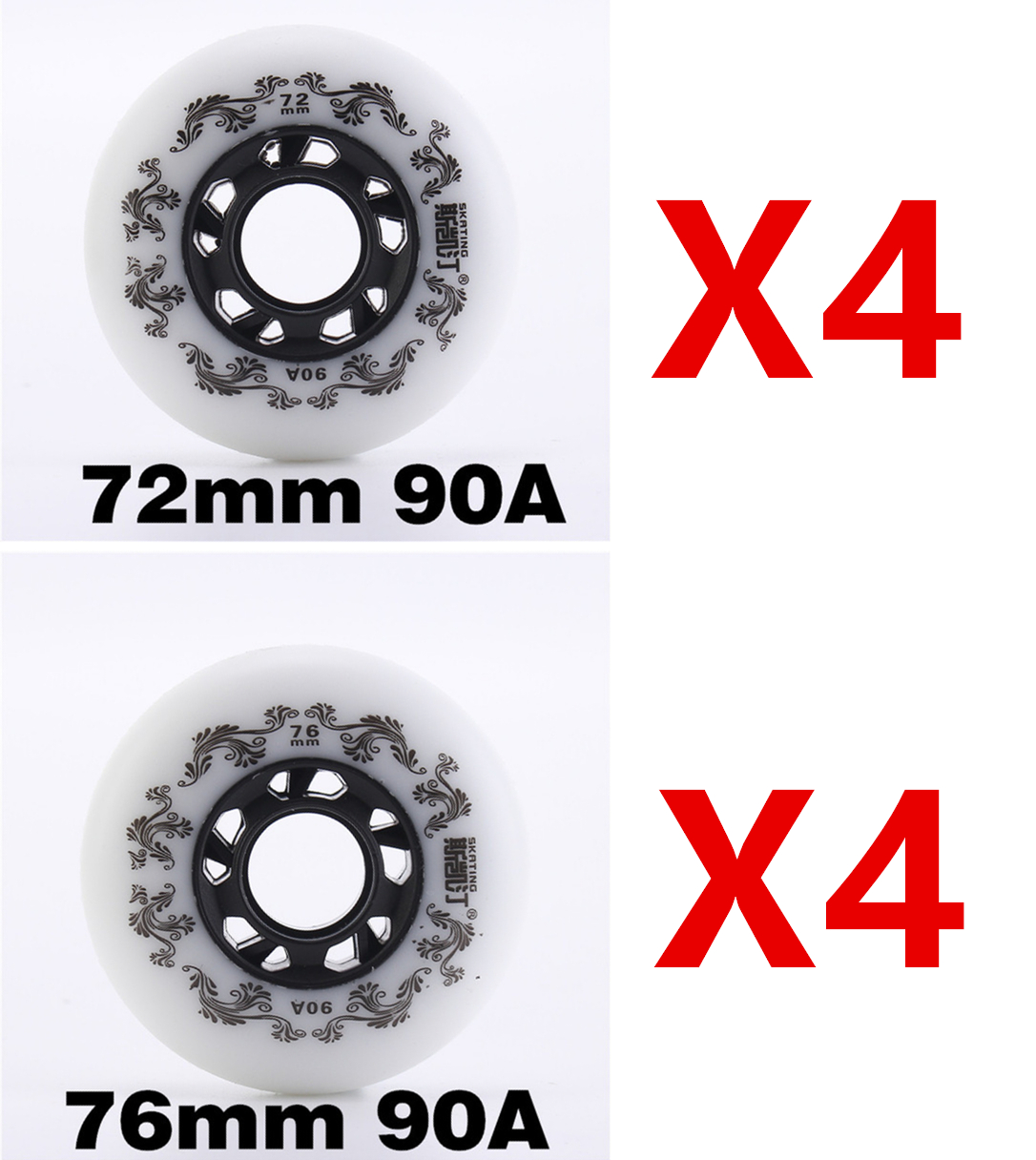 Ruedas para patines en línea, color blanco/amarillo, 90A, neumático duradero de estilo libre, 72mm, 76mm, 80mm, patín Seba, rueda de hoja de repuesto, 8 Uds.: Rosa