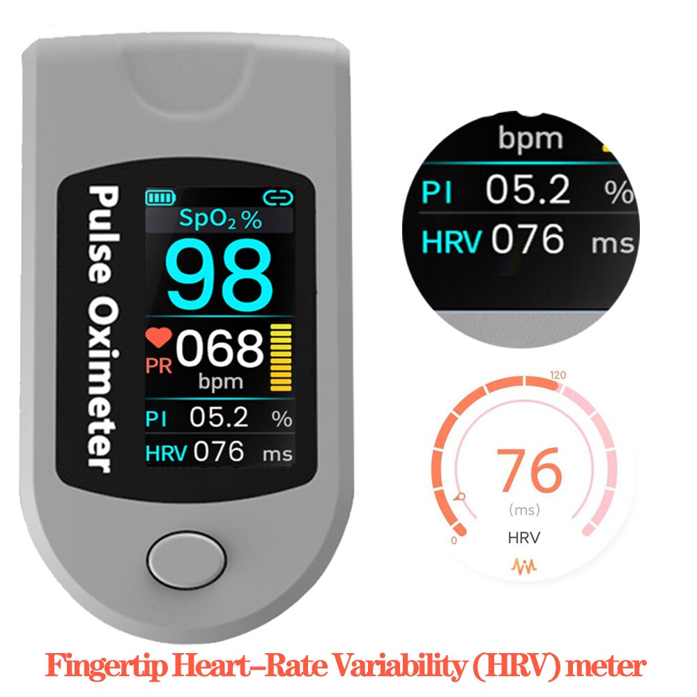 pulsioximetro saturometro de oxigeno oximetro de pulso dedo Bluetooth 5,1 detección HRV pulso de la yema del dedo oxímetro Spo2 OLED oxímetro