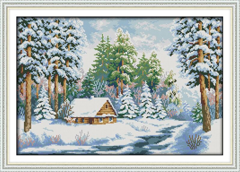 Eiialerm Kit Point De Croix Berger Allemand 11CT - Toile Pré-imprimée 40x50cm, Complet DIY