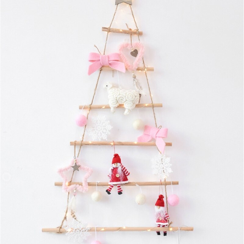 Nordic Stijl Diy Houten Kerstboom Kunstmatige Nep Kinderen Ornamenten Muur Opknoping Decoratie Voor Thuis Nieuwjaar