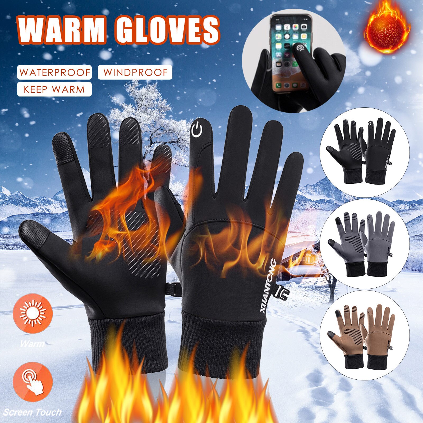 Fietsen Winter Handschoenen Fiets Warm Touchscreen Fiets Ski Outdoor Camping Wandelen Motorhandschoenen Sport Volledige Vinger #3