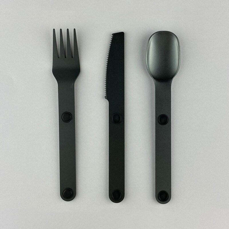 draussen Magware Magnetische Besteck Magnet Verknüpfung Besteck einstellen PortableAluminum legierung Besteck Gabel löffel messer: Schwarz