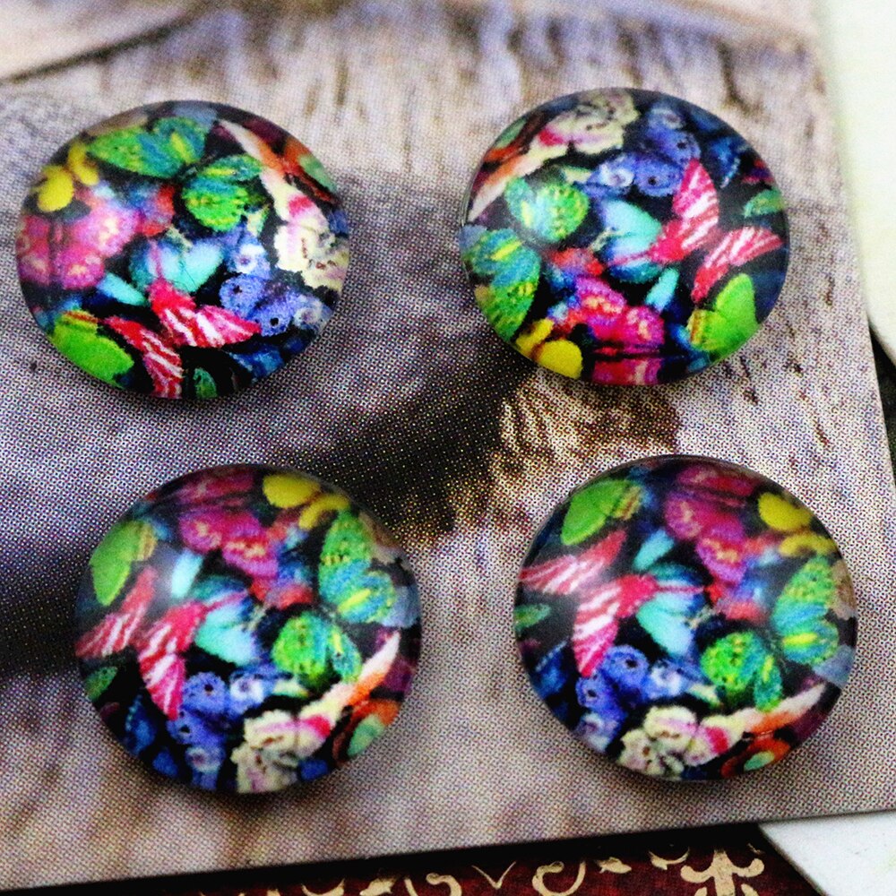 Di nuovo Modo 20pcs 12 millimetri Handmade Photo Cabochons di Vetro (Colori ondulato piume): C615