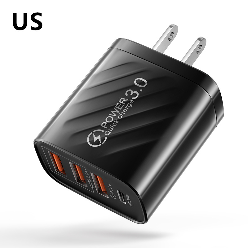 30W USB C Ladegerät Schnell Ladegerät Für iphone 13 12 Xiaomi Huawei Samsung Quick Charge 3,0 4,0 handy lade adapter QC 3,0: Black US Plug