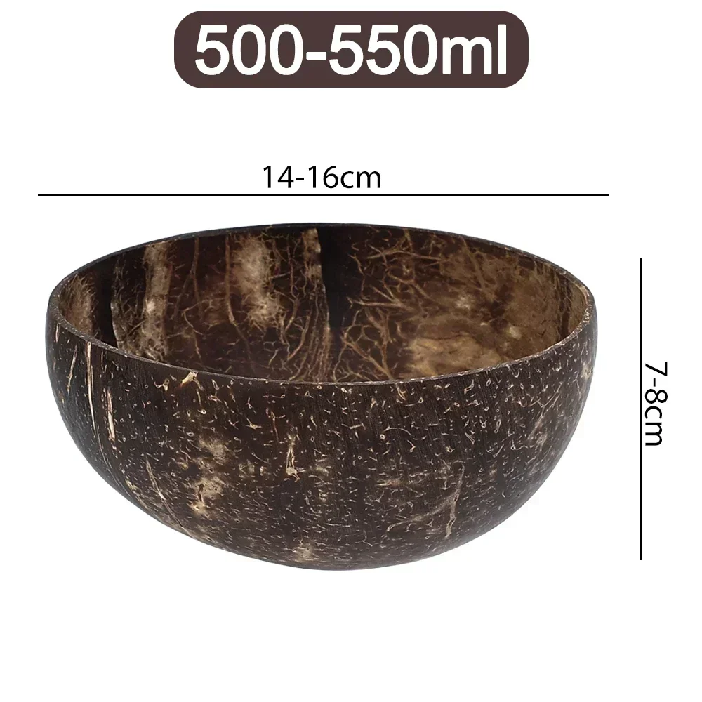 Tigelas de coco naturais por atacado para servir pratos salada aveia iogurte reutilizável tigela de casca de coco de madeira conjunto de utensílios de cozinha: Dourado / 3,5 polegadas