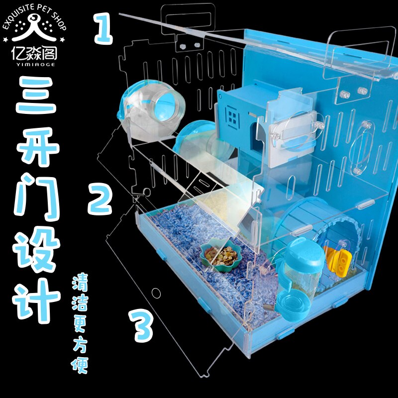 Hamster Kooi Acryl Transparante Gouden Beer Grote Villa Double-Layer Nest Egel Levert Pakket Compleet Cavia