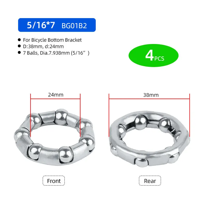 4 Stuks Fiets Kogellager Retainer Voor Trapas Crank Headset Vork Hub 1/4 1/8 3/8 3/16 5/16 5/32-Inch 5 Mm 6 Mm: Black