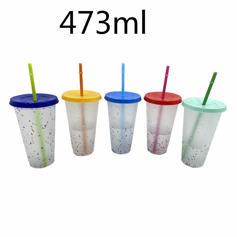 Stro Cup Lovertjes Glitter Cup Kleurrijke Koffie Sap Stro Mok Eenvoudige Leuke Netto Bodem Outdoor Draagbare Cup: 04 473ml 5pcs