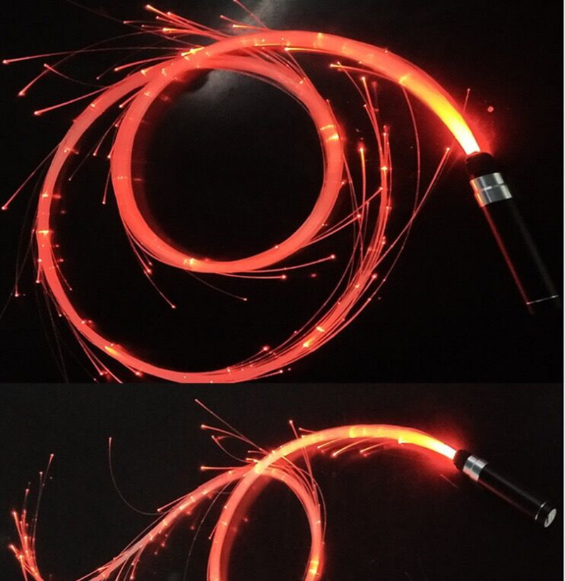 Super bright LED optic Fiber Whips Rechargeable Fiber optical Pixel Light-up Whip Light Flow Toy Rave Dance Party Lighting show: Orange