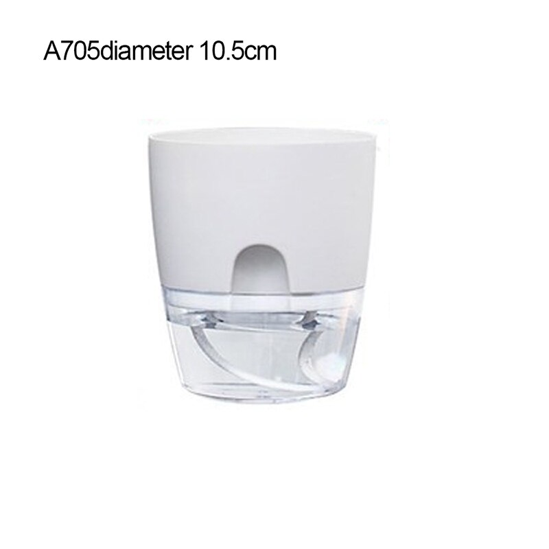 Watering Planter Handmade Double Layer Self Watering Plant Flower Pot With Water Container Round Flowerpot Home Garden Decor: 10.5cm White