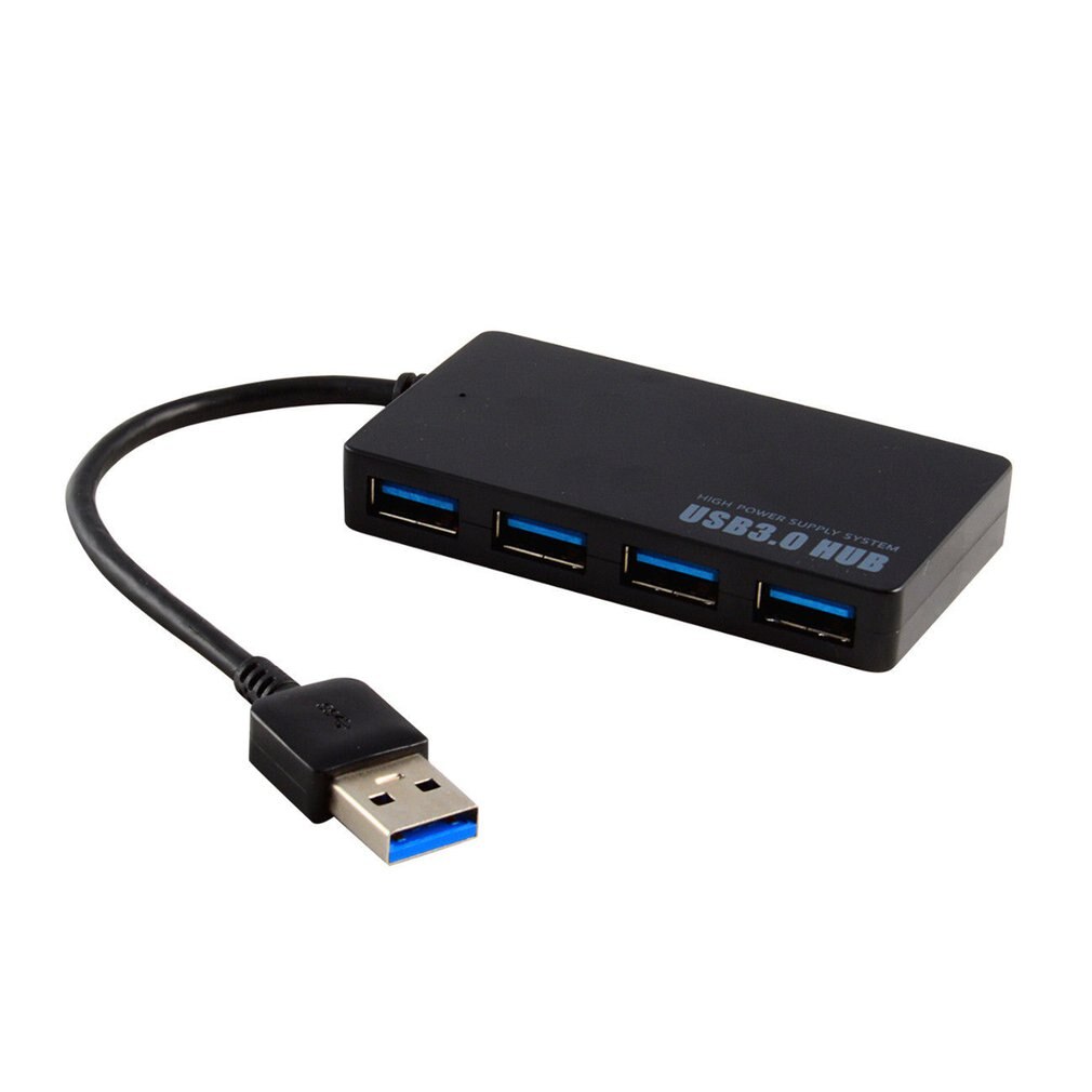 Powered 4-Port USB 3.0 Hub 5Gbps Portable Compact For PC Mac Laptop Desktop Multi-functional