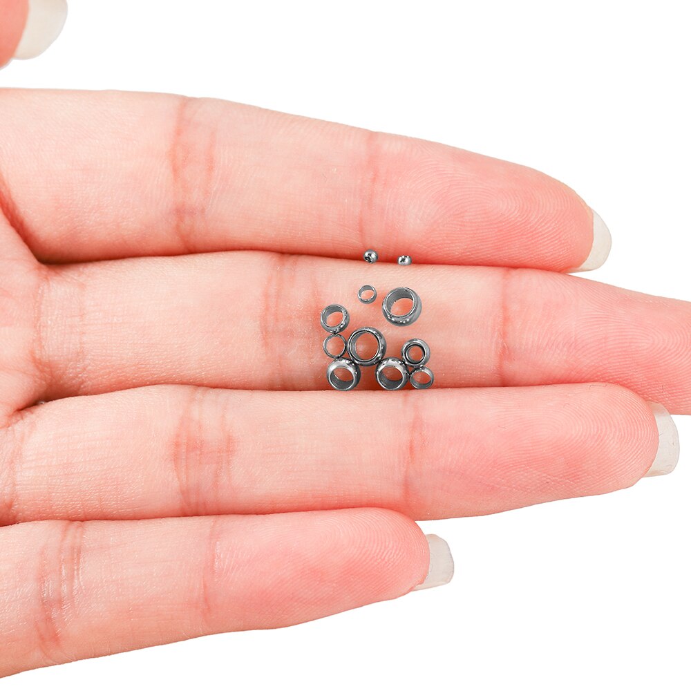 100-120Pcs/lot Stainless steel Round Big Hole Stopper Spacer Crimp Bead Wire Connector For DIY Jewelry Making Accessory Supplies