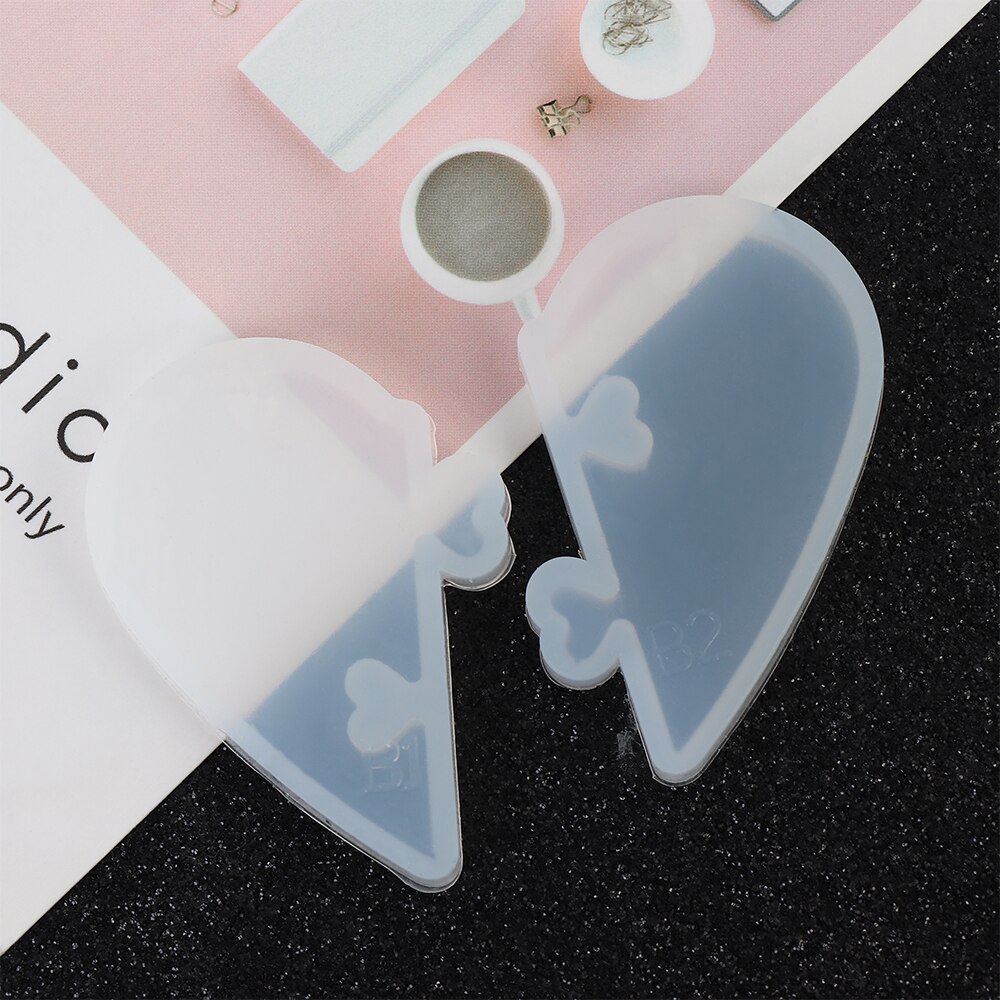 2 Stuks Hart Hanger Silicone Mold Heart Sloten Voor Liefhebbers Koppels Hanger Vloeibare Siliconen Mal Diy Epoxyhars Mould Sieraden gereedschap