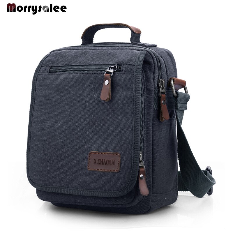 Vertical Square Canvas Bag Men's Messenger Bag Large Capacity Shoulder Bag Handbag Handsome Bag For Male: Dark Grey