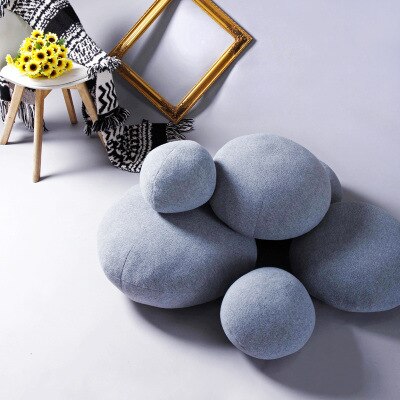 3d simulation sæde stol gulv sten pude småsten dekorative puder boligindretning baby sjove børn plys legetøj: Lysegrå / 40 x 35 x 20cm