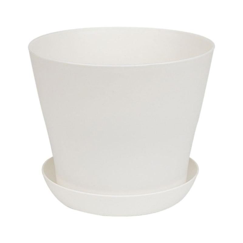 1pc Flower Pot Colorful Durable Resin Plant Flower Pot Tray Planter Garden Home Saucer Decoration Holes with Gloss a Draina S3E2: white