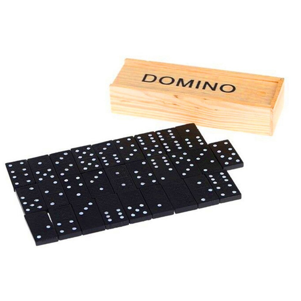 Kids Wooden Box Dominoes Set Toy Traditional Classic Children 28 Tiles Domino Travel Game Family Game Toy Educational Toys