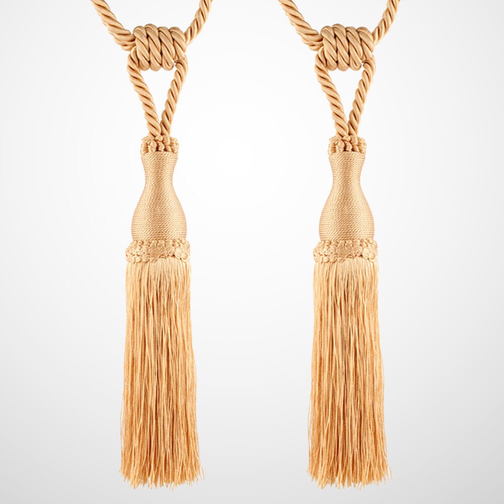 2PCS European Style Curtains Tieback Rope Tassel Holdbacks Home Decorative Window Drapery Tassels Tiebacks (Golden)
