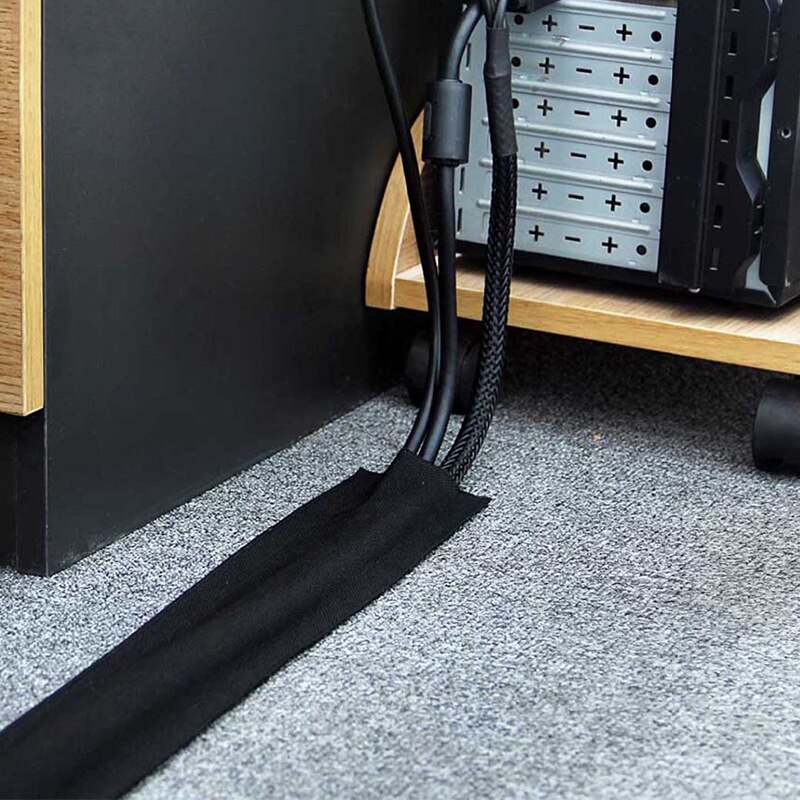 1 Meter Soft Adjustable Office Desk Wire Cable Cover Organizer Wire Protector For Floor/Carpet/Trunk/Desk Office Supplies