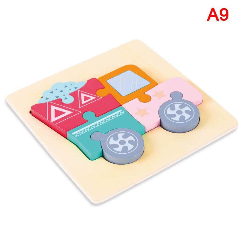 Baby 3D Wooden Puzzle Educational Toys Kids Cartoon Animal Intelligence Puzzles: A9